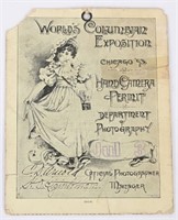 1893 World's Fair 1-DAY HAND CAMERA PERMIT  July 3