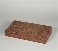 Huanghuali Carved Banana Leaf Box And Cover