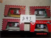 4 DIE CAST CARS- TEXACO AND MORE