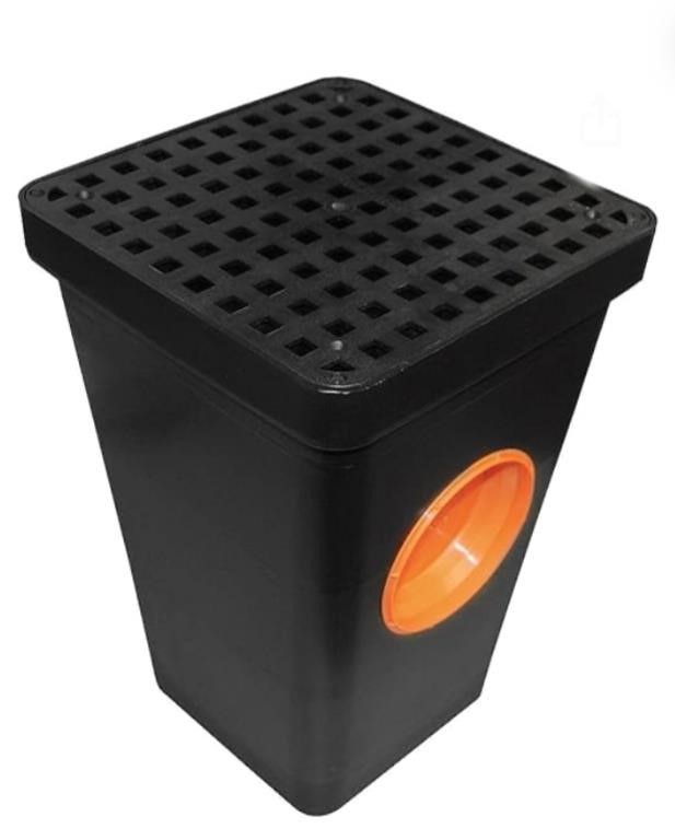 Two Hole Drain Sump w/Grate, Blk,