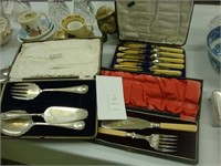 Three cases of Edwardian Sheffield cutlery.