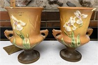 Pair of Roseville Vases Both are chipped turn