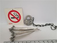 CNR Lock, Tank Car Tags & No Smoking Sign