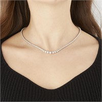 14k White Gold Diamond Necklace - 7.65 Ctw