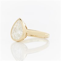 18k Yellow Gold Pear Cut Diamond Ring - 2.02 Ct