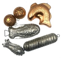 Assorted Copper and Cast Aluminum Baking Molds