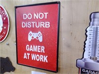 Gamer At Work Metal Sign