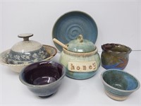Pottery Bowls Cups Signed