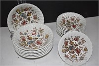 Vintage Staffordshire Bouquet Cereal, Berry Bowls