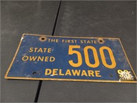 Vintage Delaware State Owned License Plate