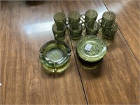 Anchor Hocking sereno avocada green cups & saucers