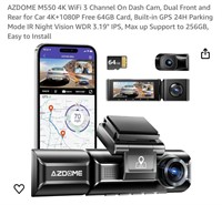 AZDOME M550 4K WiFi 3 Channel On Dash Cam