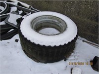 Tire w/ wheel, flex drain hose, pvc pipe,