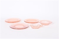 Pink Depression Glass - Waterford Pattern, Asst.