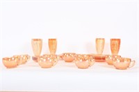 Vtg Iridescent Orange Jeannette Amber Glassware