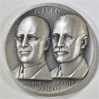 WRIGHT BROTHERS OHIO STATEHOOD SILVER ART MEDAL