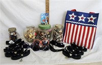 Jars Of Buttons(4), Sunglasses (13), Patriotic Bag