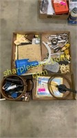 Nut bowl, tools, sand paper, misc hardware