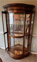 Curved Glass Front Light Up Curio Cabinet