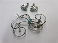 Sterling Silver Brooch and with Matching Earrings