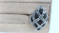1 ct. black and white diamond estate ring