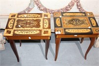 Pair of Italian Sorrento style musical tables