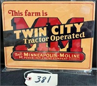 Minneapolis Moline Tractor Metal Sign