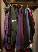 Contents of Closet - Coats, Jackets, Wicker basket