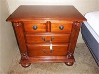 Cherry three drawer end table with reeded