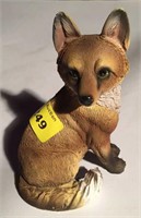 Resin fox figurine, 7" tall