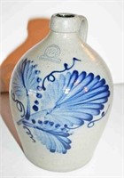 Rowe Stoneware Blue Decorated Leaf Handled