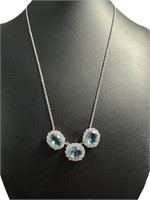 Elegant 11.30 ct  Blue Topaz Evening Necklace
