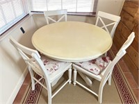 Rustic white farmhouse table 4 chairs 42 inch