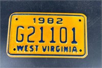 1982 WEST VIRGINIA MOTORCYCLE LICENSE PLATE