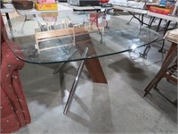 MCM STYLE GLASS TOP TABLE