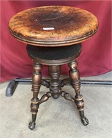 Antique Spindle Turn Victorian Piano Stool