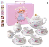 Porcelain Tea Set for Girls - White & Floral Tea