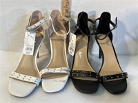 Size 10, black heels, size 11 white heels from