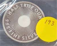 SUNSHINE MINTING 1/2 TROY OZ SILVER ART ROUND