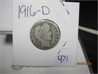 Barber Quarter Dollar 1916-D