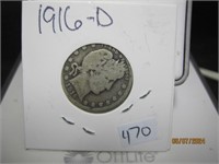 Barber Quarter Dollar 1916-D