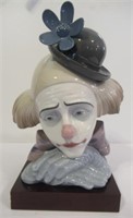 Lladro Pensive Clown Bust Figurine with Cherry