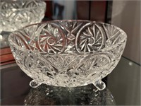 Footed Crystal Cut Glass Candy Dish