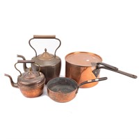 Four copper kitchen articles