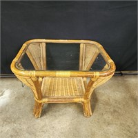 Wicker table with glass top