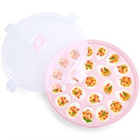 HANSGO Pink Deviled Egg Platter with Lid - Plastic