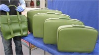 vintage 5pc green luggage set "avacodo green"