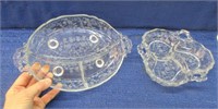 2 nice sectioned dishes (possibly fostoria)