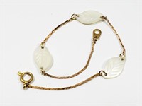 Hand Carved Seashell Bracelet  7" long