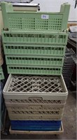 LOT OF ASSORTED SIZE DISHWASHER RACKS W/ DOLLY